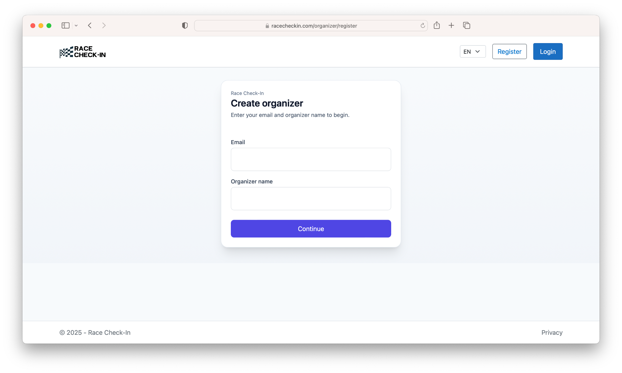 Create organizer start