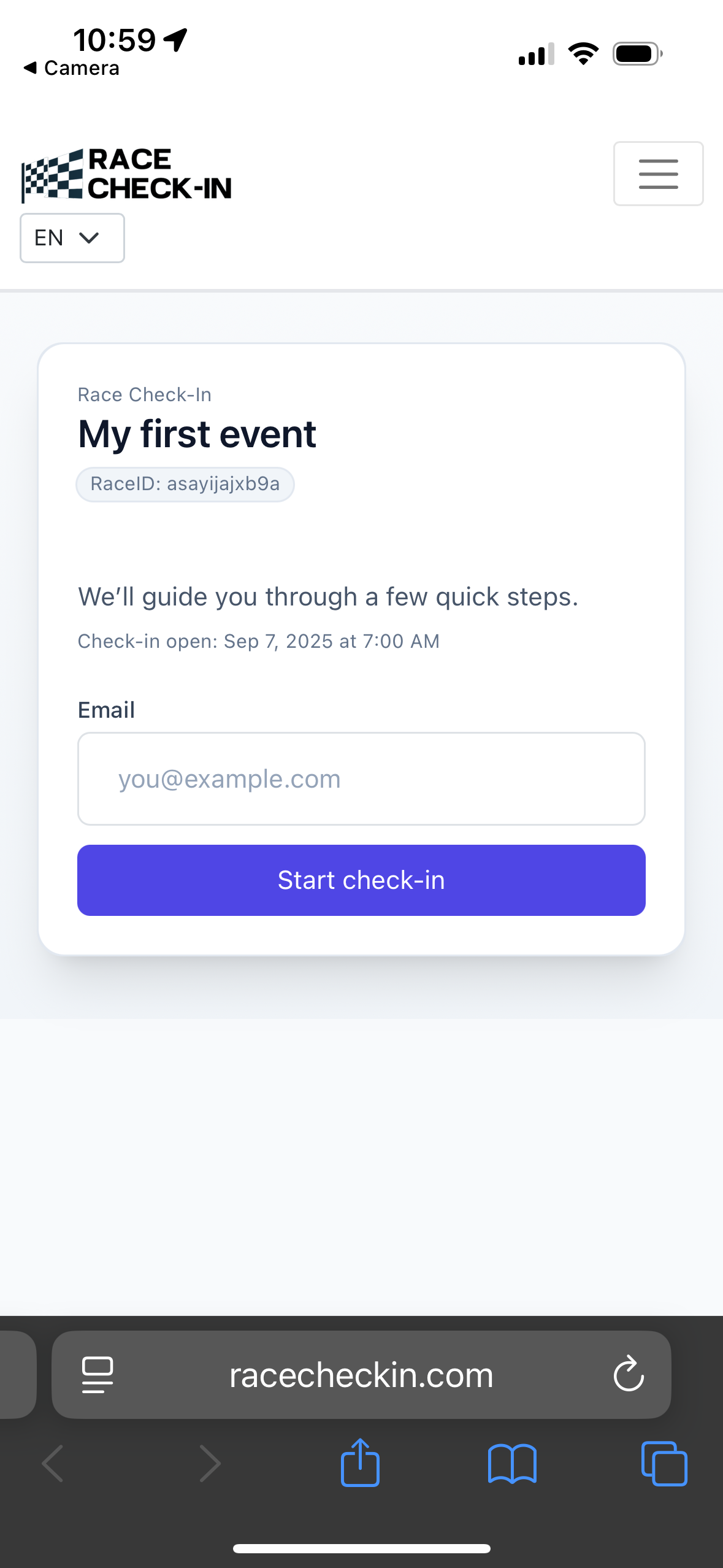 Step 1 — Start check‑in