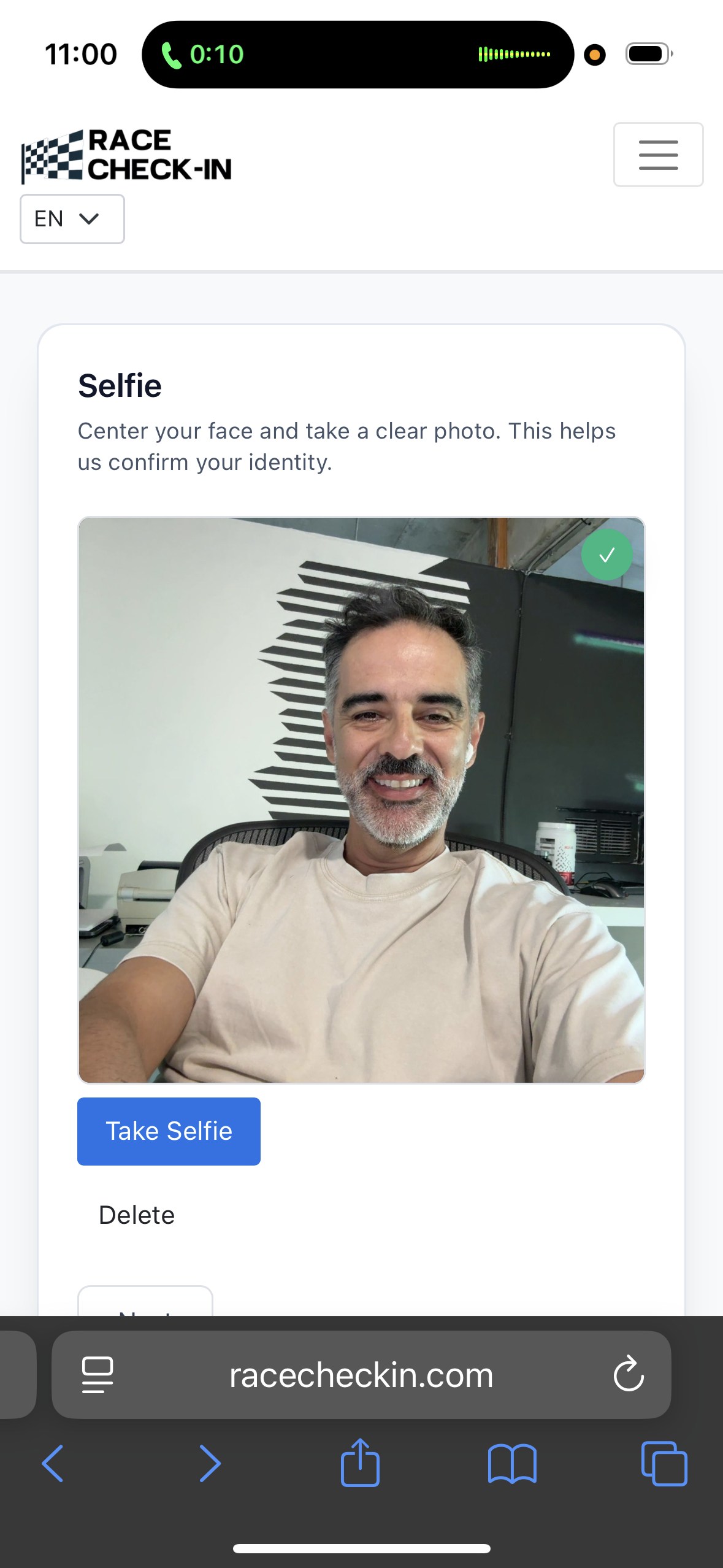 Step 2 — Selfie capture